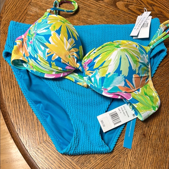 Bleu rod beattie NWT 10/12 underwire tummy control Tropical Print Bikini Set - Picture 1 of 9